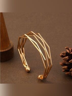 Gold Geometric Open Cuff Bracelet